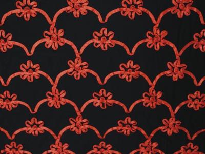 3D TRAILING FLOWER EMBROIDERY RED ON BLK