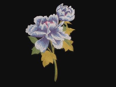 POPPY EMBROIDED FLOWER MOTIF BLUE MULTI 