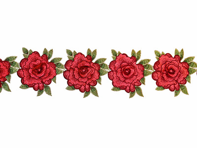 EMILIA EMBROIDERED RIBBON RED GREEN